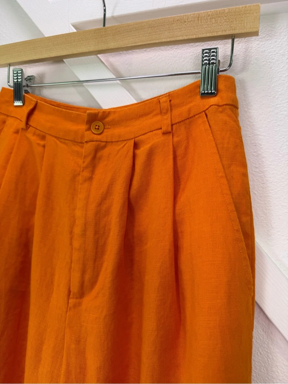 Reformation Vesta Wide Leg 100% Linen Citrus Orange Size 2